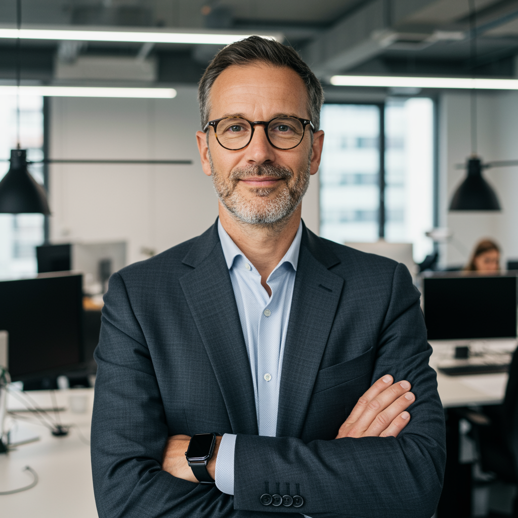 Empresário confiante gerenciando negócio local